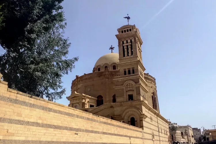 Coptic architecture with domed church in Cairo, Egypt
