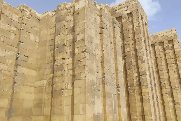 Closer view of the ancient Step Pyramid in Saqqara, Egypt.