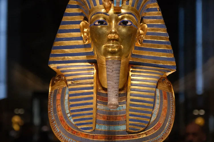 Golden mask of Tutankhamun at the Grand Egyptian Museum.